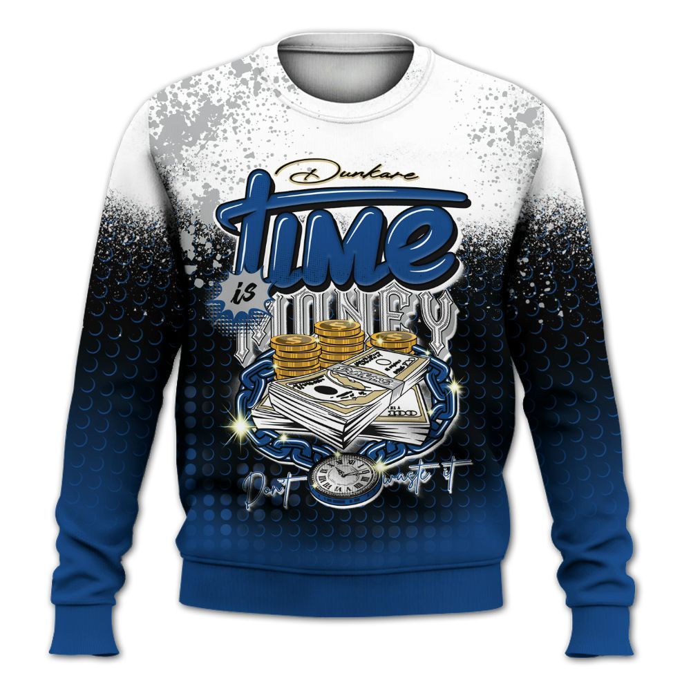 Sweatshirt To Match Air Ship Royal Blue - Halftone Time Is Money All Over Print