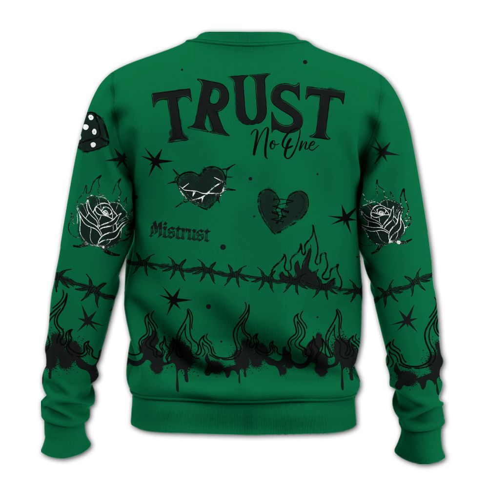 Sweatshirt To Match Pine Green 3s - Trust No One Snake-Bite Doodle Crayon All Over Print