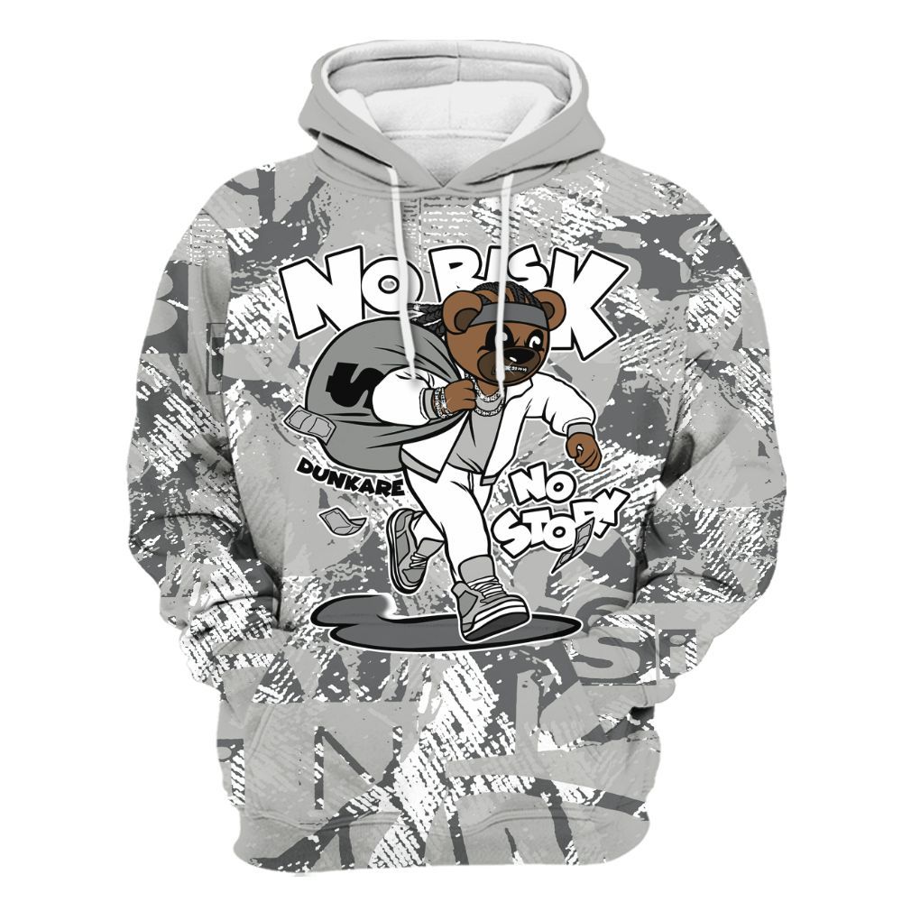 Hoodie To Match Paris Cement Grey 4s - Certain Bear Abstract Graffiti All Over Print
