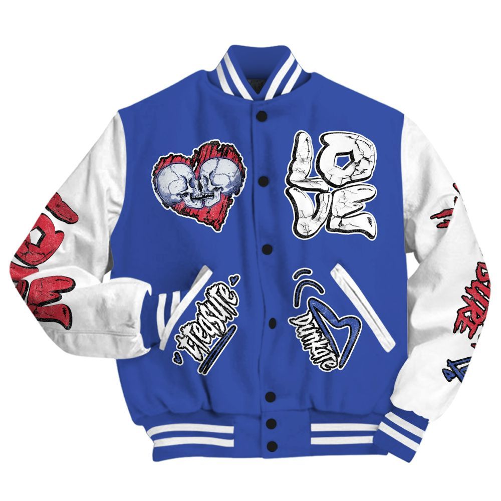 Varsity Jacket To Match Air Griffey Max USA Red White Blue 1s - Skull Bear All Over Print