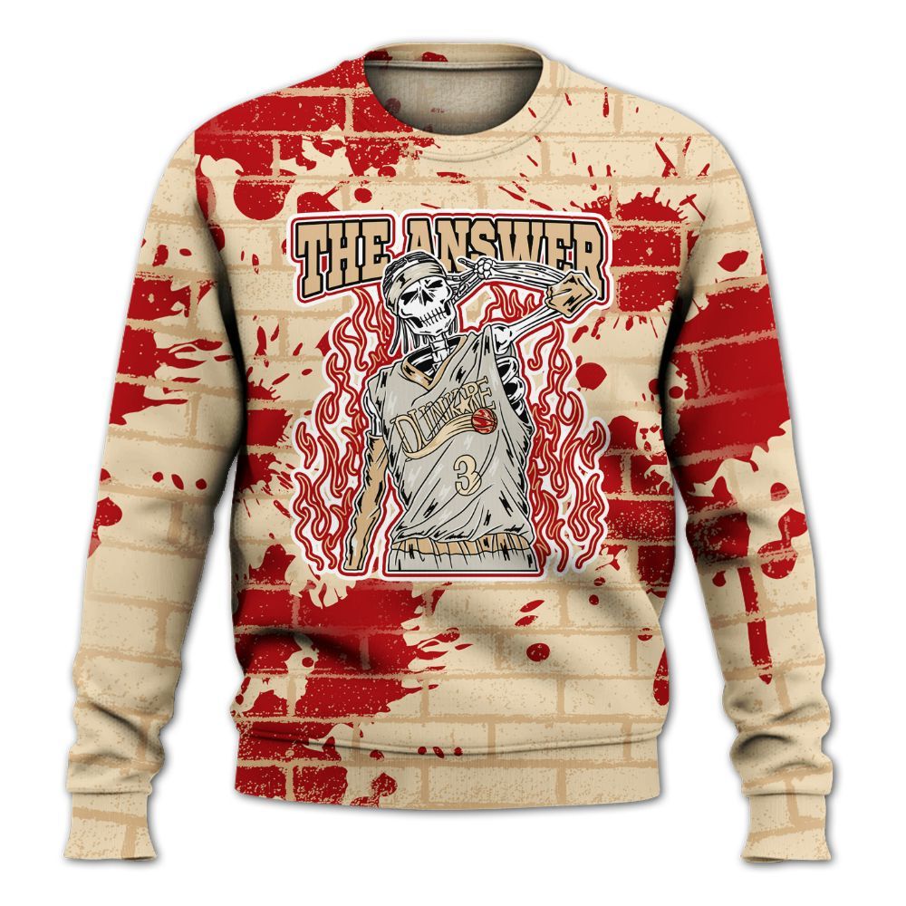 Sweatshirt To Match Dunk Low Strawberry Waffle - Allen Answer Skeleton Brick All Over Print
