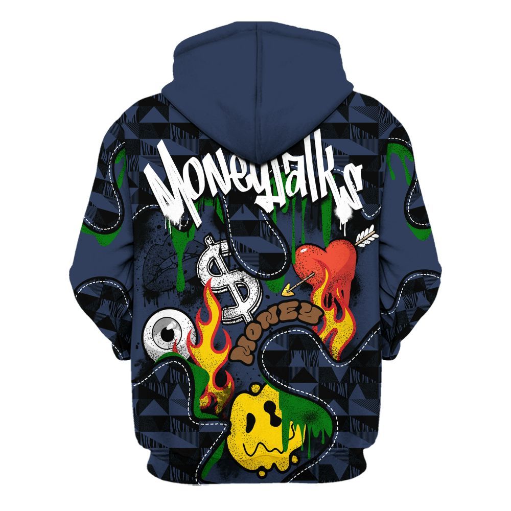 Hoodie To Match Midnight Navy 13s - 23 Smile Burning Heart All Over Print