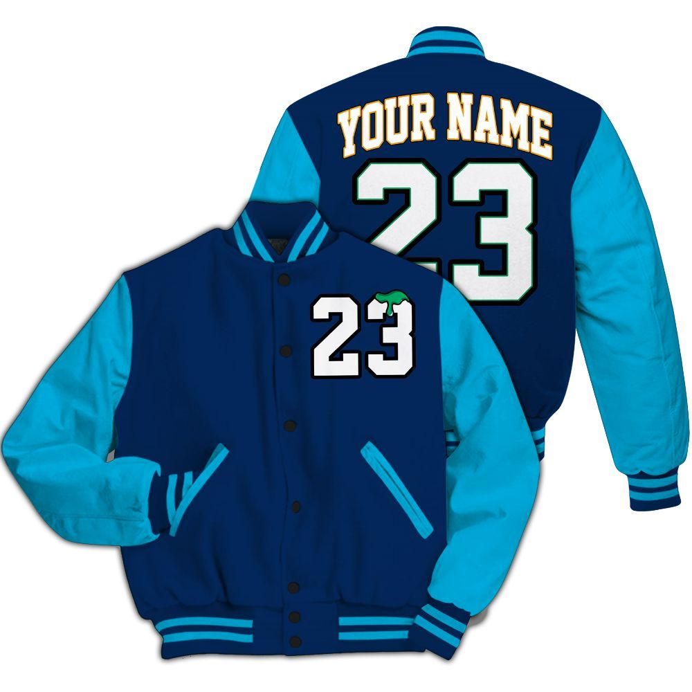 Varsity Jacket To Match Dunk Low GS Electric Algae - Custom Name Number 23 Drip All Over Print