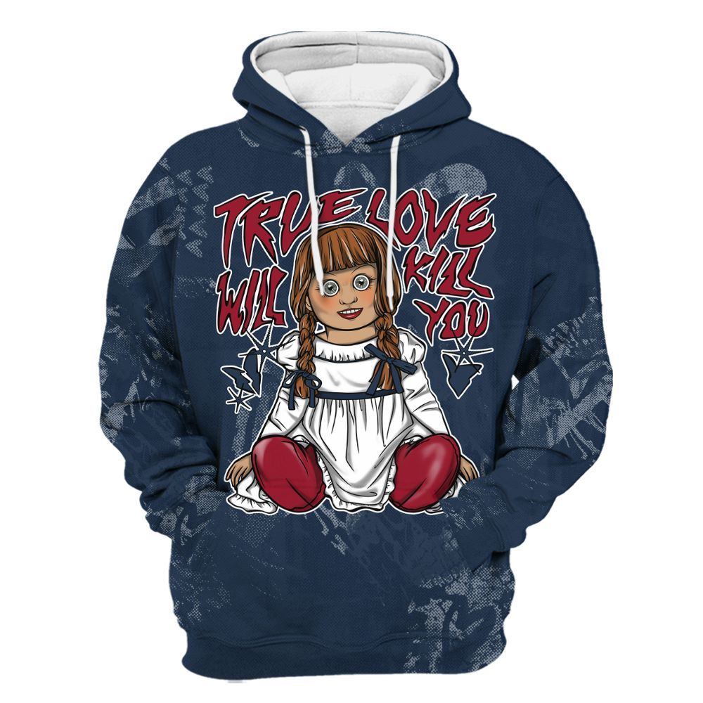 Hoodie To Match White Midnight Navy 6s - Genuine Loves Bear Heart Grunge All Over Print