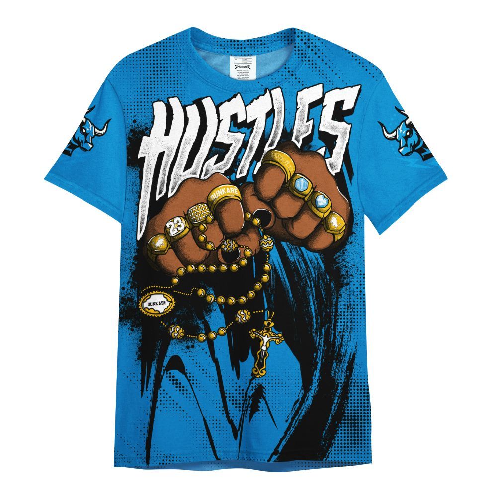 Shirt To Match Industrial Blue 4s - Hustle Make Money Military Blue 4s All Over Print
