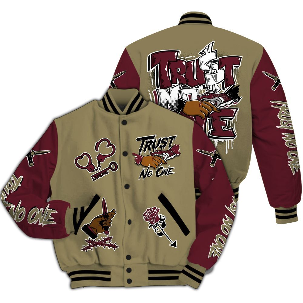 Varsity Jacket To Match Black Olive 7s - Trust No One Dripping All Over Print