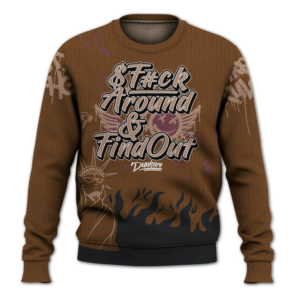 Knitted Sweater To Match Archaeo Brown 3s - Graphic Fck Around Find Out