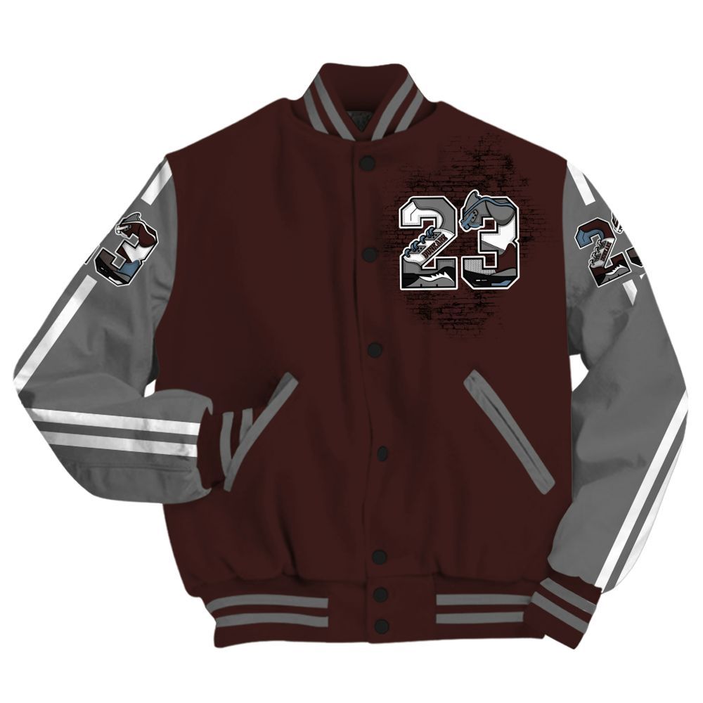 Varsity Jacket To Match Burgundy 5s - Custom Name Number 23 5s All Over Print