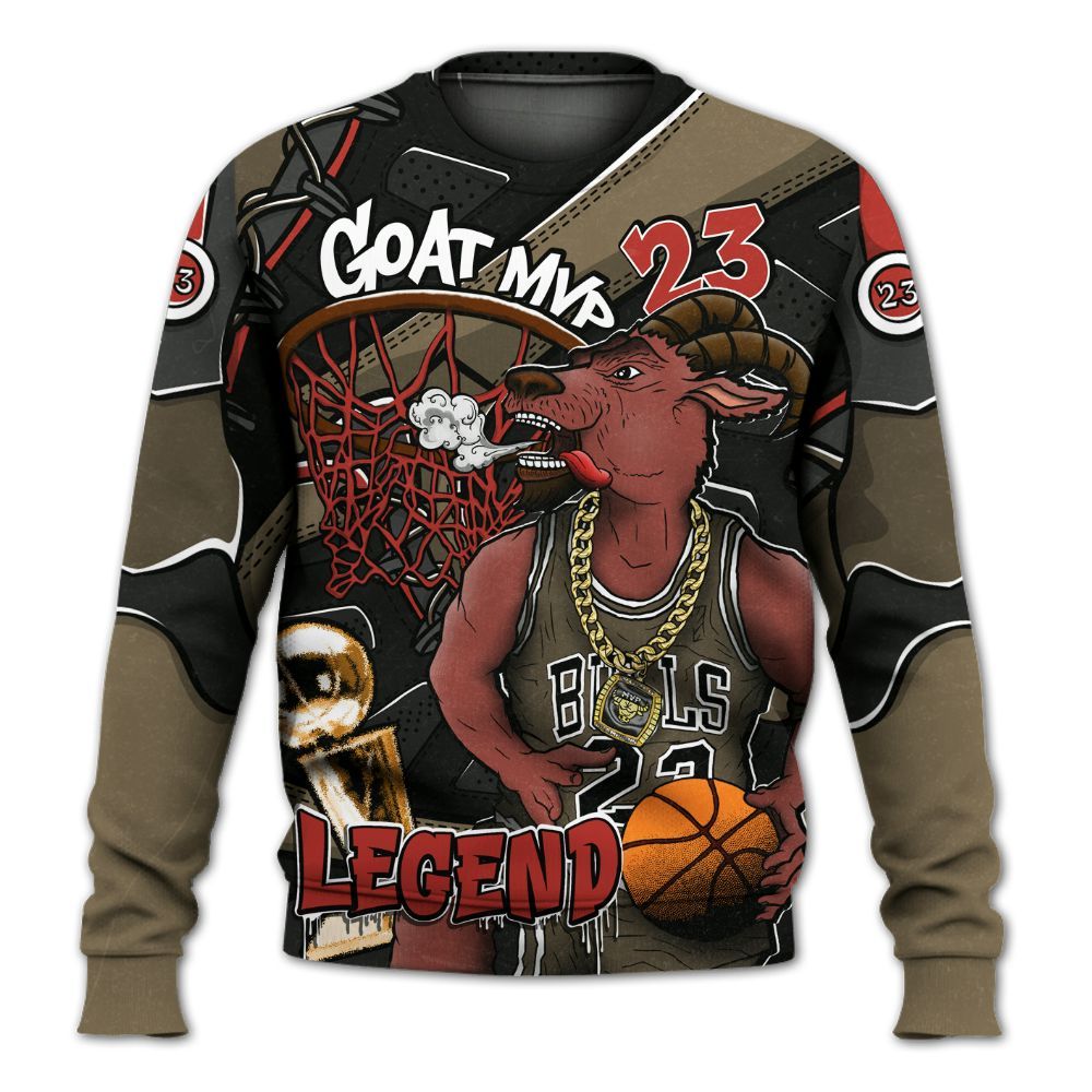 Sweatshirt To Match Olive 9s - 23 Goat JD All Over Print