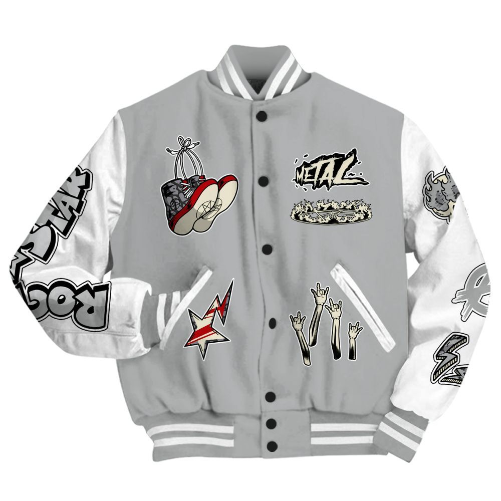 Varsity Jacket To Match Cement Grey 3s - Punk Rock Raccoon All Over Print