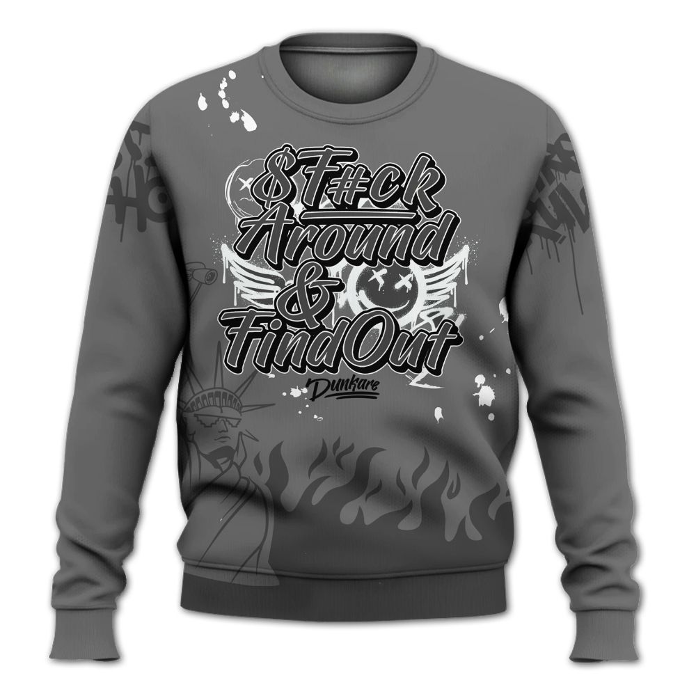 Sweatshirt To Match Retro Stealth 12s - Graphic Fck Around Find Out All Over Print