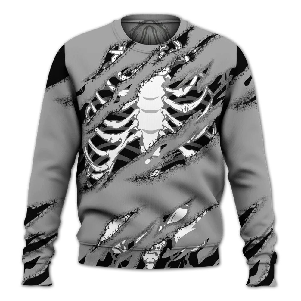 Sweatshirt To Match Black Wolf Grey 12s - GOT 'EM Skeleton Scratch All Over Print