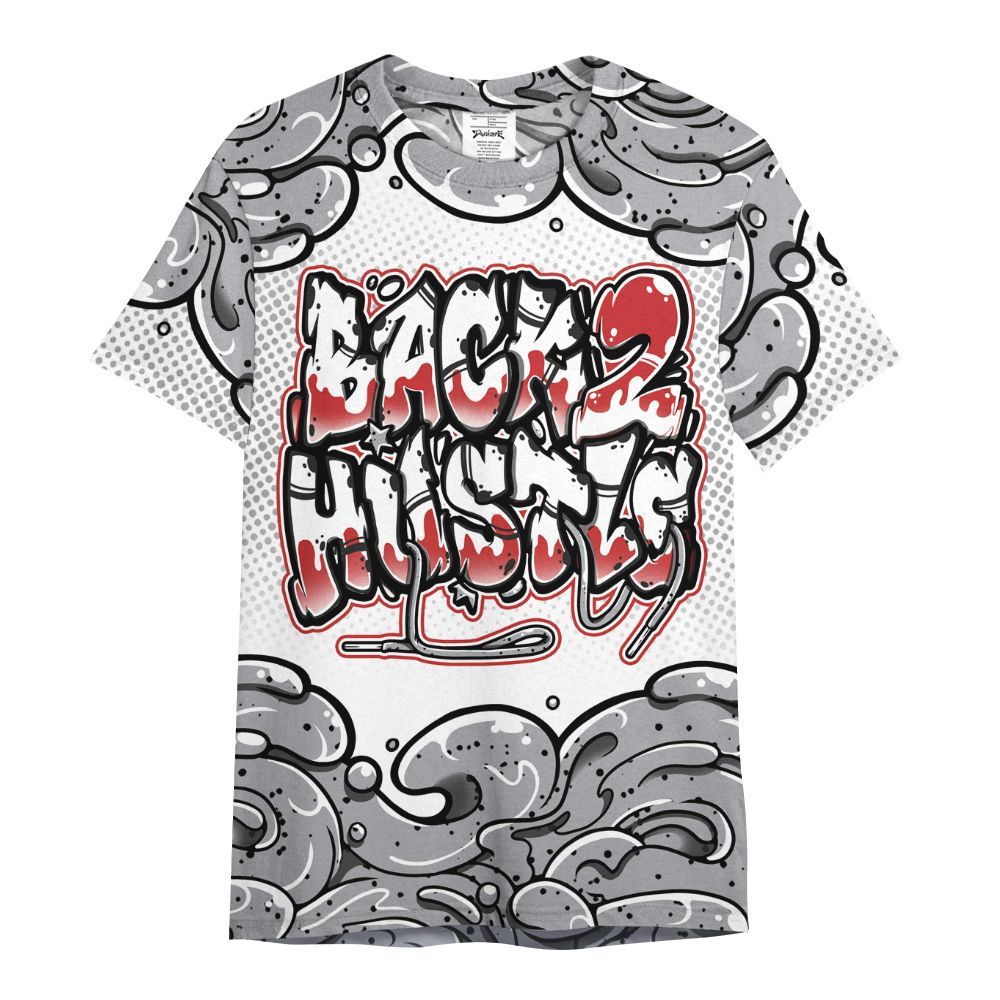 Shirt To Match White Cement 4s - Back 2 Hustles Typo All Over Print