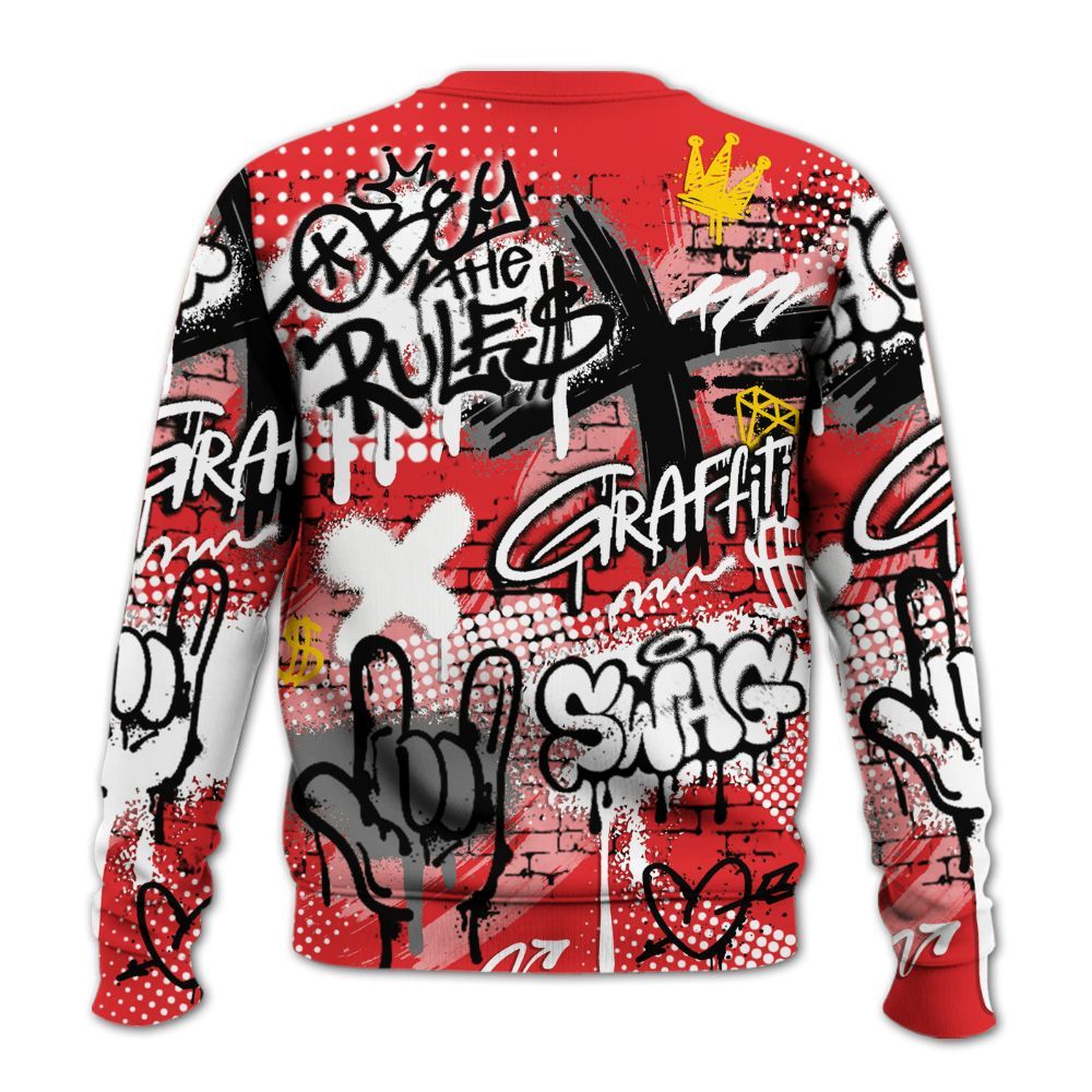 Sweatshirt To Match Chile Red 9s - True It Real Graffiti Streetwear All Over Print