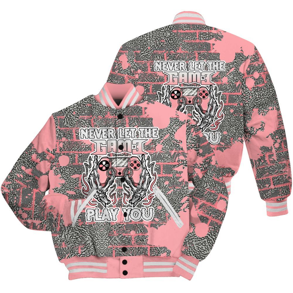 Varsity Jacket To Match Retro Wings 3s Shirt - PlayGame Skull Brick All Over Print