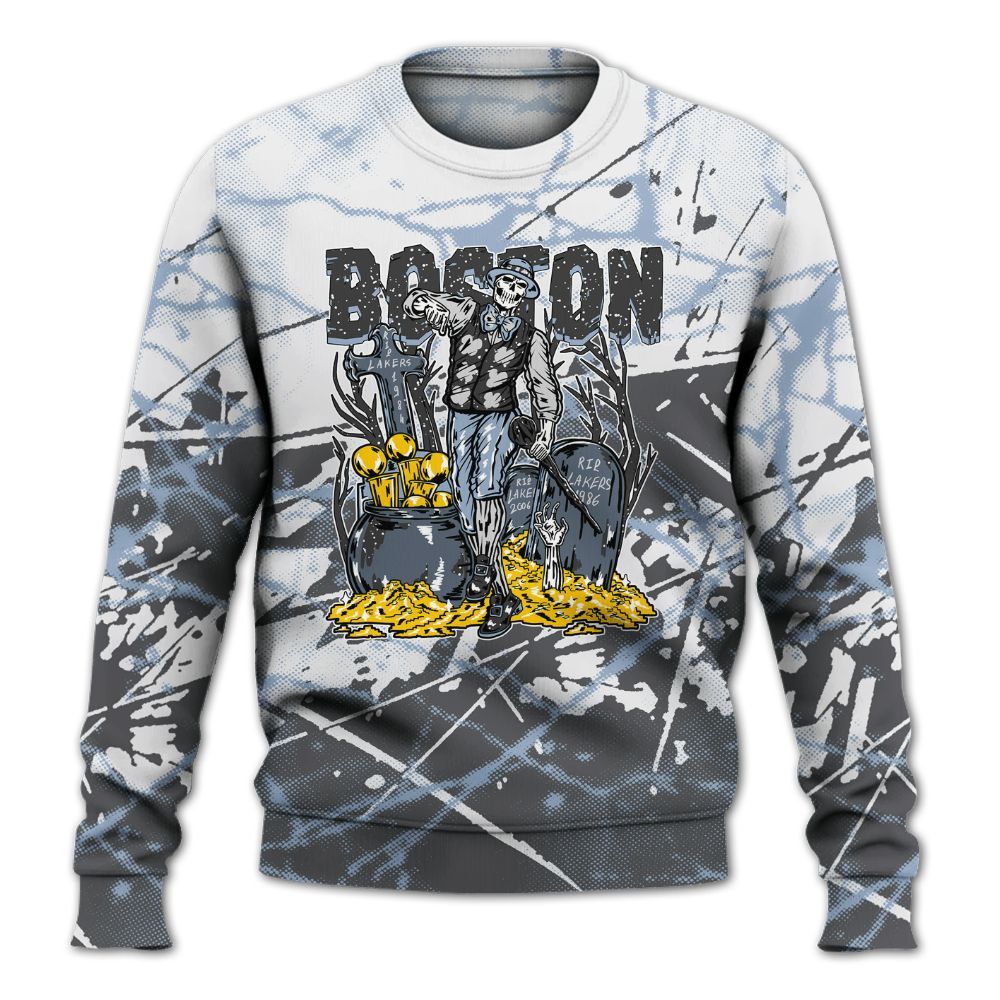 Sweatshirt To Match Reverse Black White 6s - Goldrush Skeleton Profound All Over Print