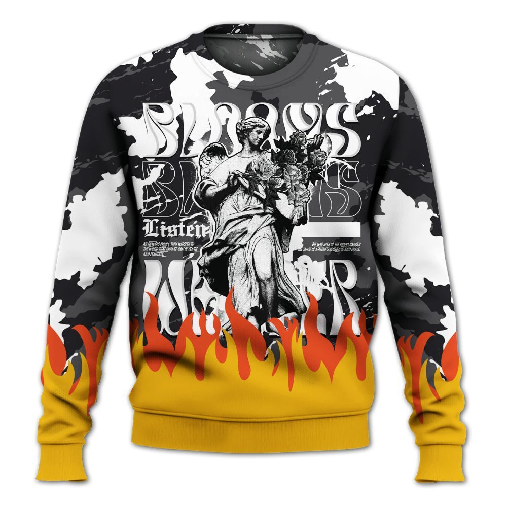 Sweatshirt To Match White Thunder 4s - Blooms Whisper Retro All Over Print