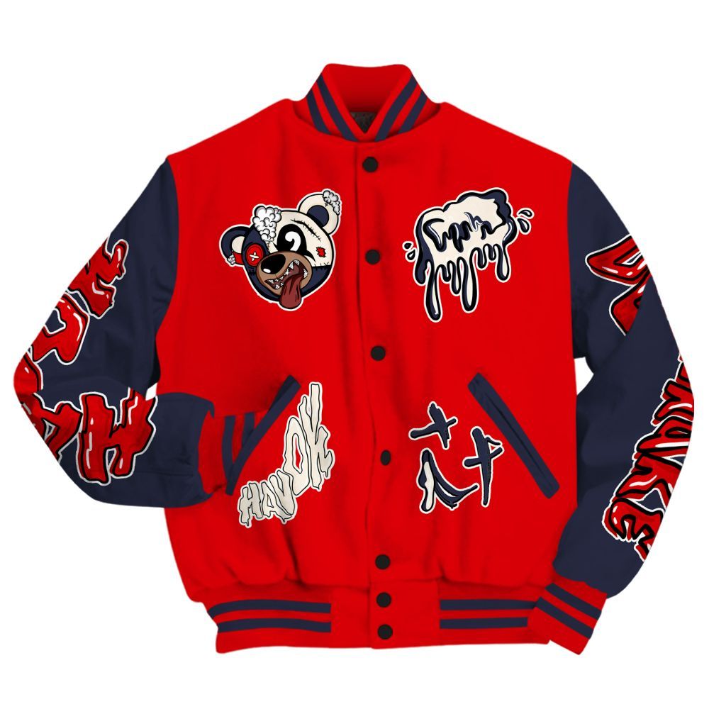 Varsity Jacket To Match Low OG Howard University 1s - Havok Bear All Over Print