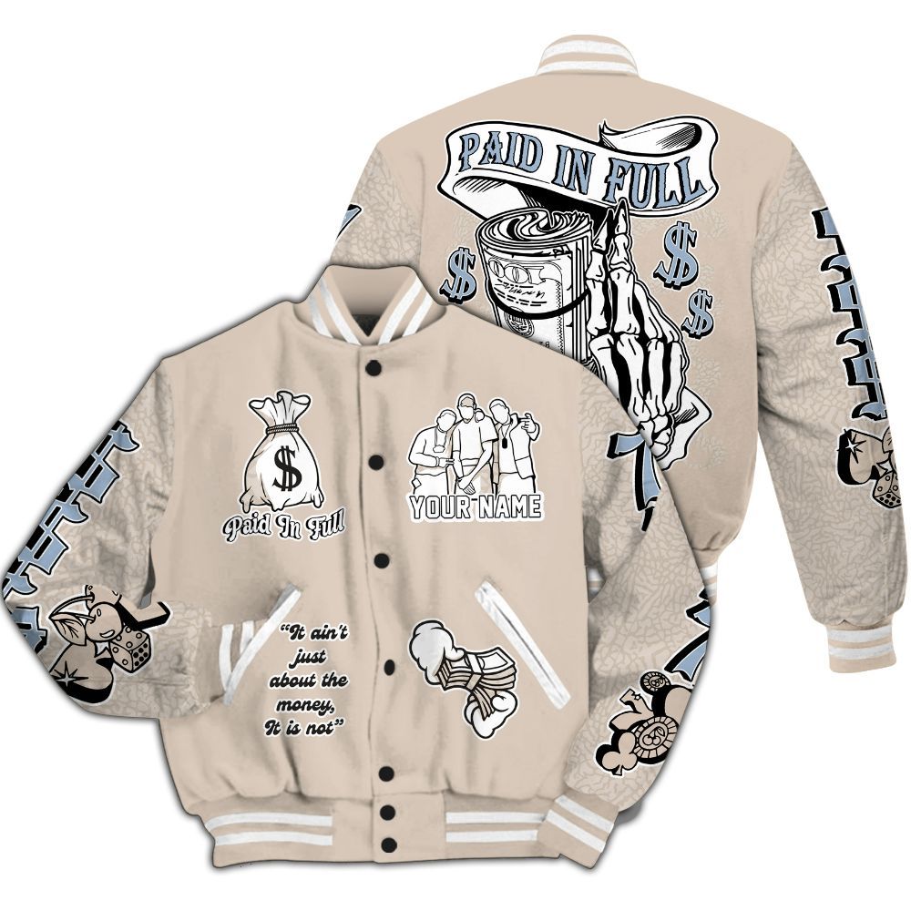 Varsity Jacket To Match Desert Sand 3s - Paid In Full Baseball Varsity Jacket Custom Name All Over Print