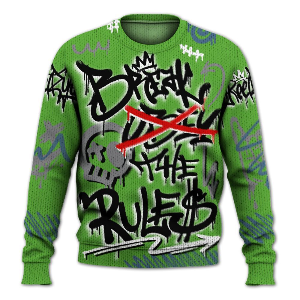 Knitted Sweater To Match Retro Green Bean 5s - Break Rules Streetwear