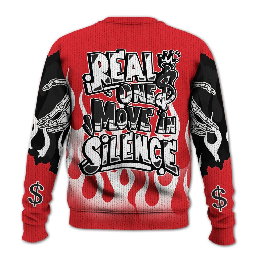 Knitted Sweater To Match Prime 93 Fire Red - Ones Move In Silence Graphic Trapped