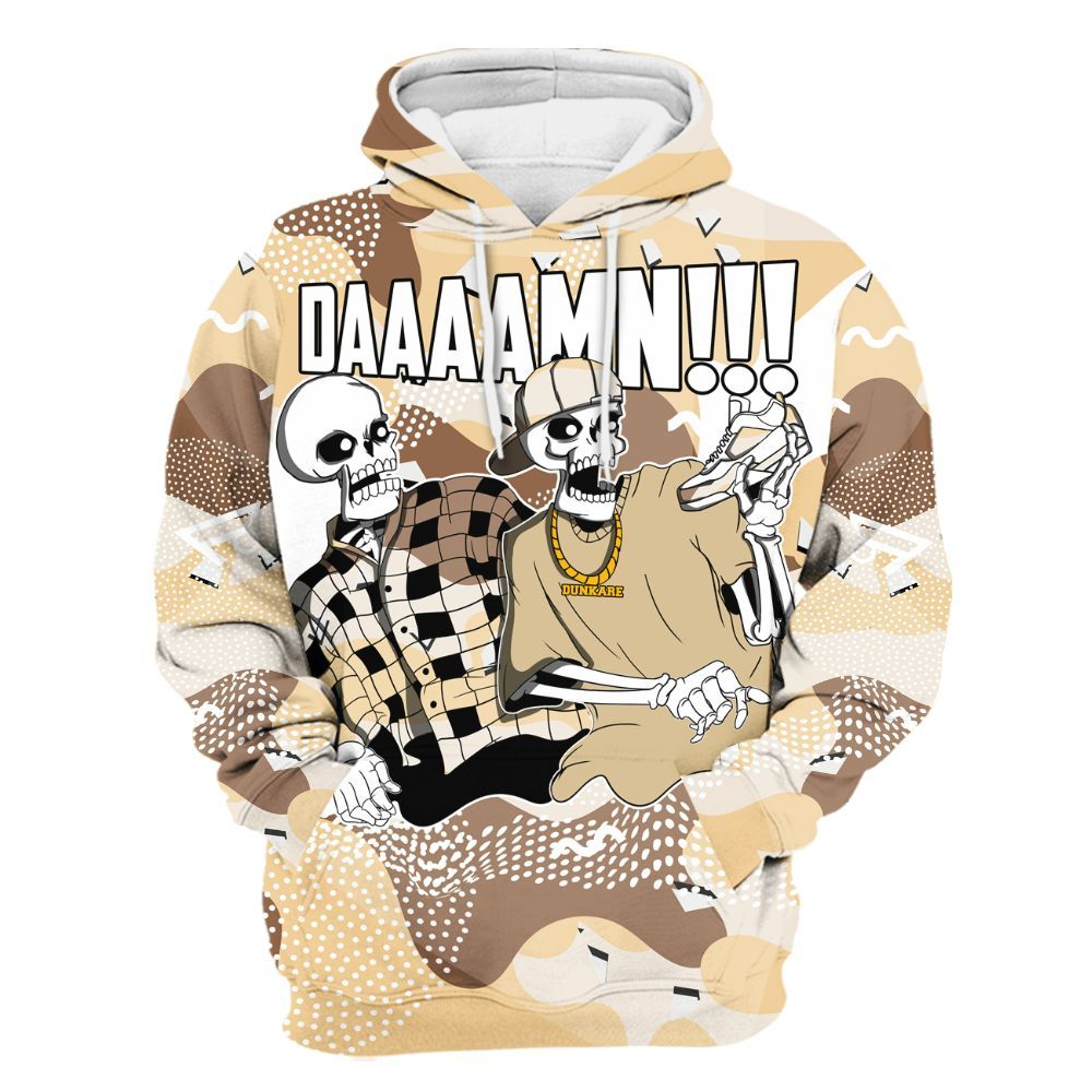 Hoodie To Match Desert Camo 3s - Graphic Meme Damnn All Over Print