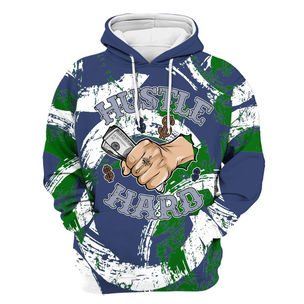 Hoodie To Match Midnight Navy 13s - Hustles Hard! Splash All Over Print