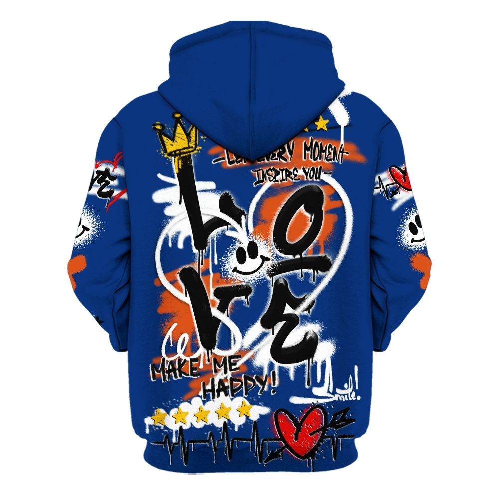 Hoodie To Match Mid Knicks 1s - Happy Love Beats Graffiti Streetwear All Over Print