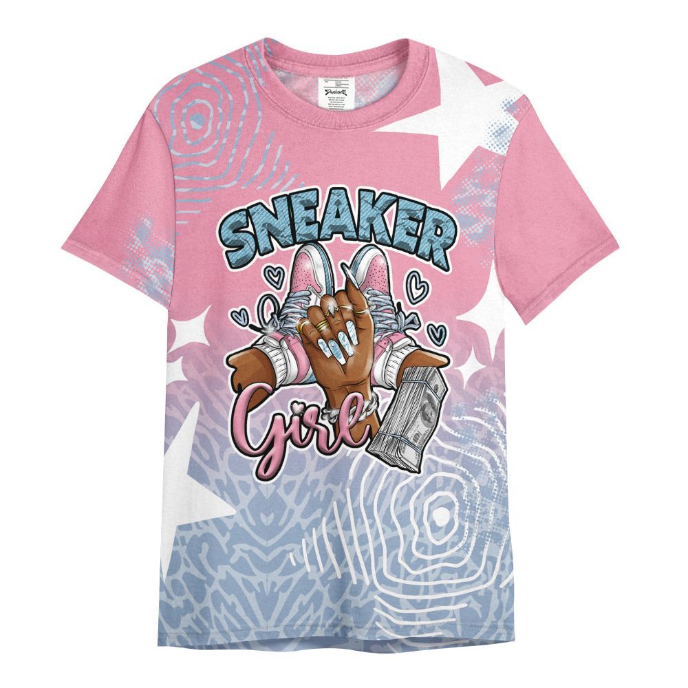 Shirt To Match Denim Pink Glow 3s - Sneakerz Girlz Unique Starz All Over Print
