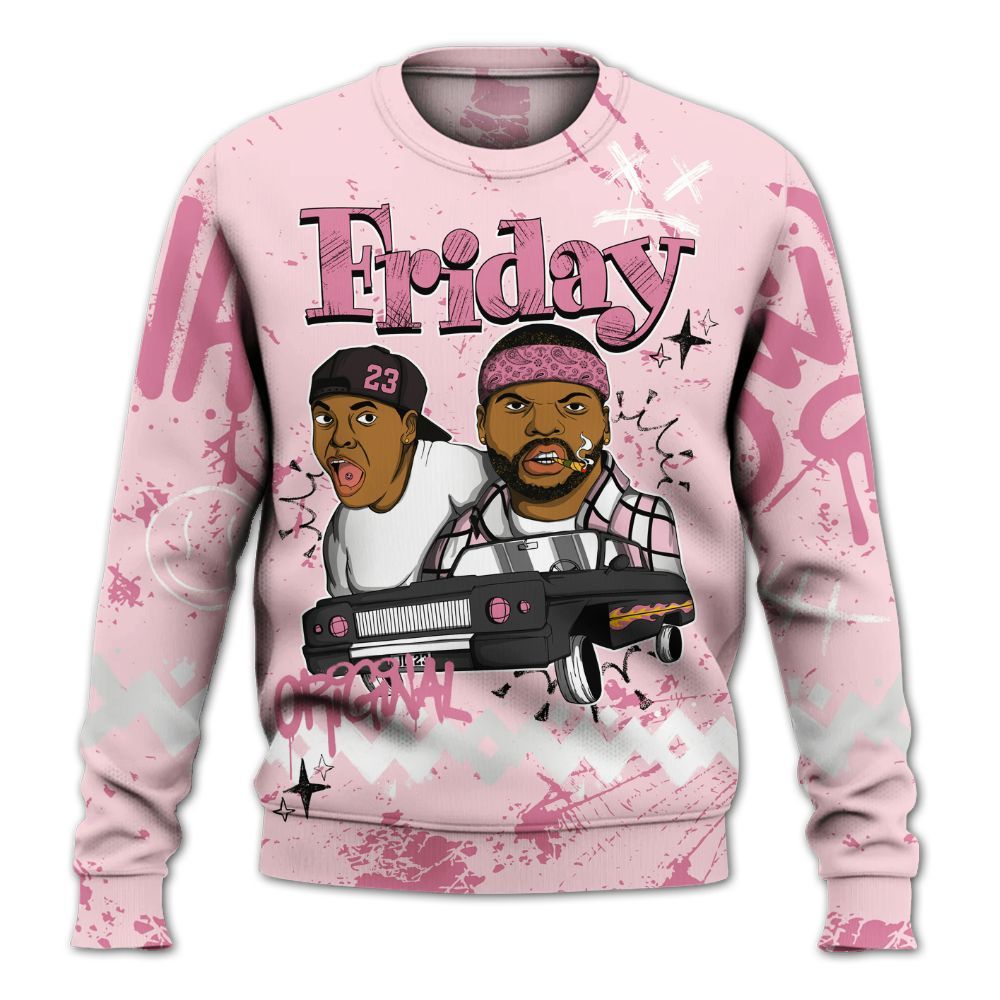 Sweatshirt To Match GS Pearl Pink 12s Shirt, Friday Sneaker Crayon All Over Print