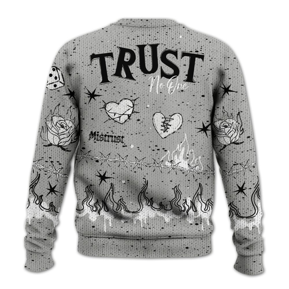 Knitted Sweater To Match Retro White Oreo 4s - Trust No One Snake-Bite Doodle Crayon