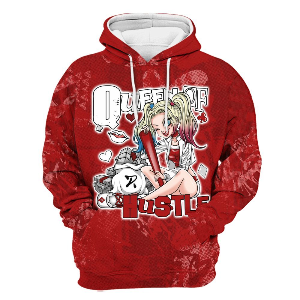Hoodie To Match Red Taxi 12s - Hustles Quiinn Heart Grunge All Over Print