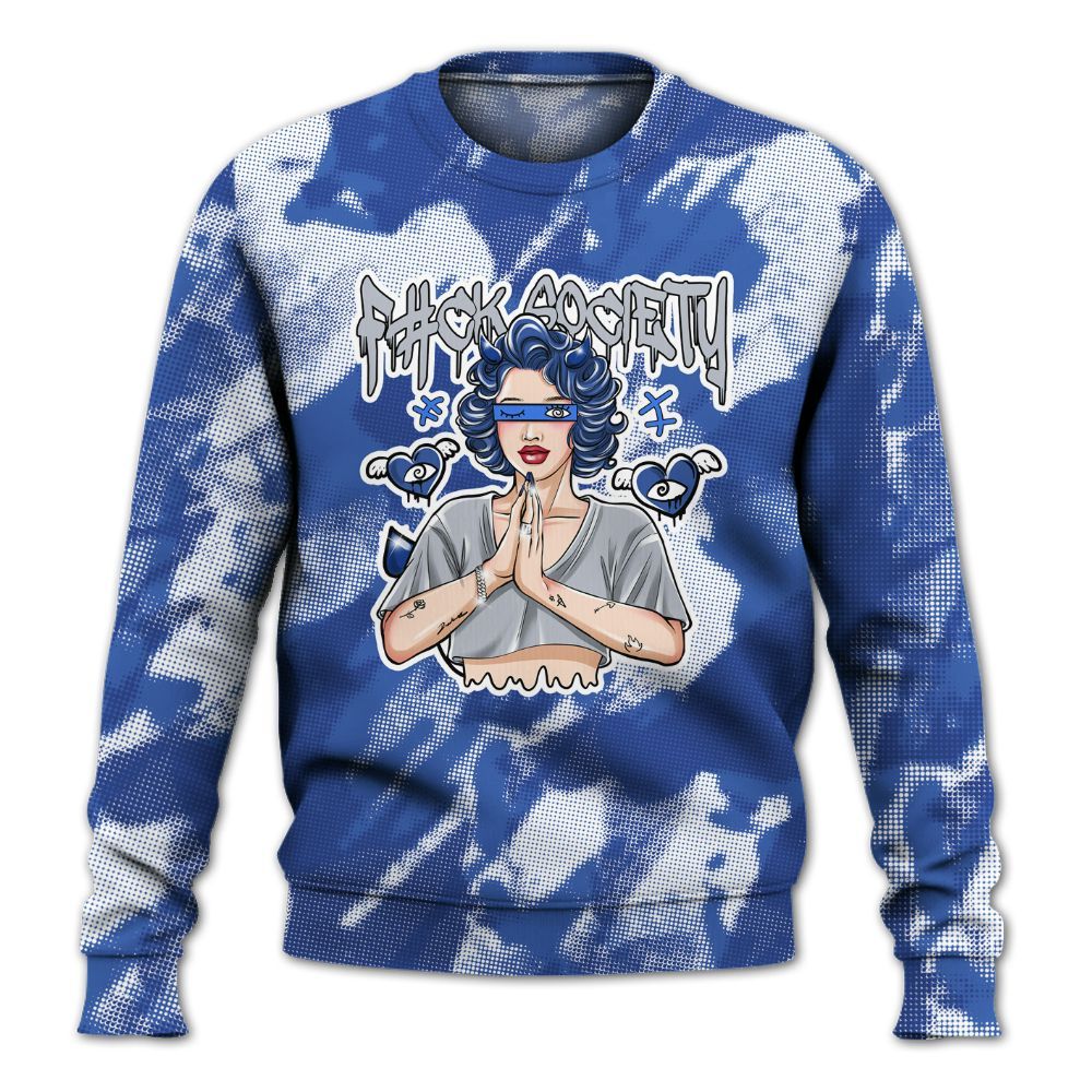 Sweatshirt To Match Air Foamposite One Royal - F#ck Xociety Halftone All Over Print