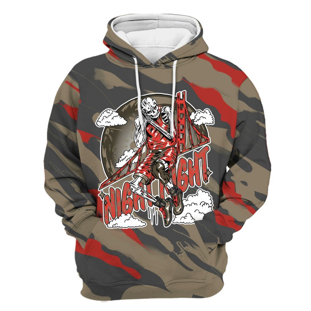 Hoodie To Match Olive 9s - Seeya Skeleton Colored All Over Print