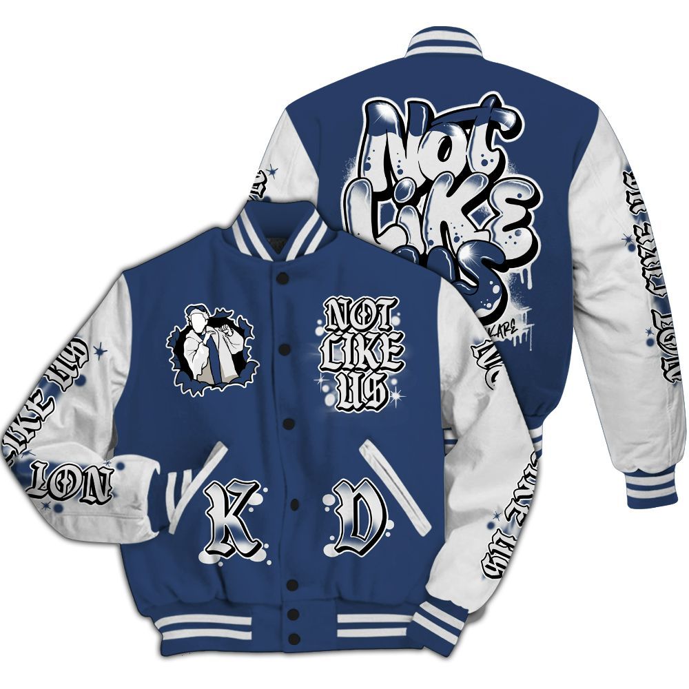 Varsity Jacket To Match Low 85 Metallic Blue 1s - None Like Us Graphic All Over Print