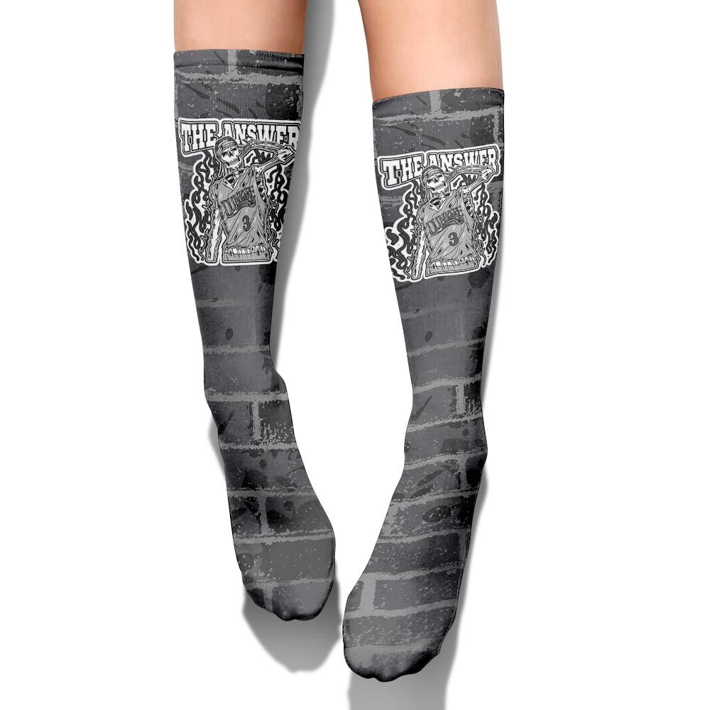 Sock To Match White Thunder 4s - Allen Answer Skeleton Brick