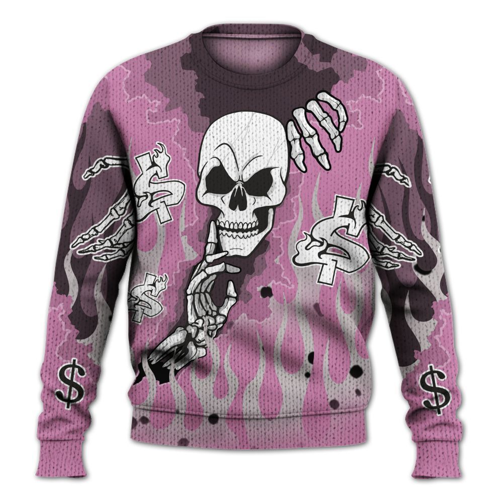 Knitted Sweater To Match Neutral Grey Black White Orchid 4s - Ones Move In Silence Graphic Trapped