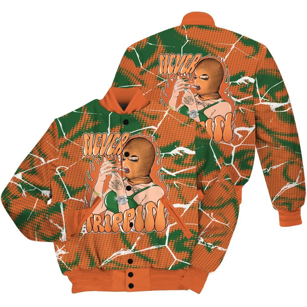 Varsity Jacket To Match Low Miami 5s Shirt - Ne'er Trippin' Unique Crack All Over Print