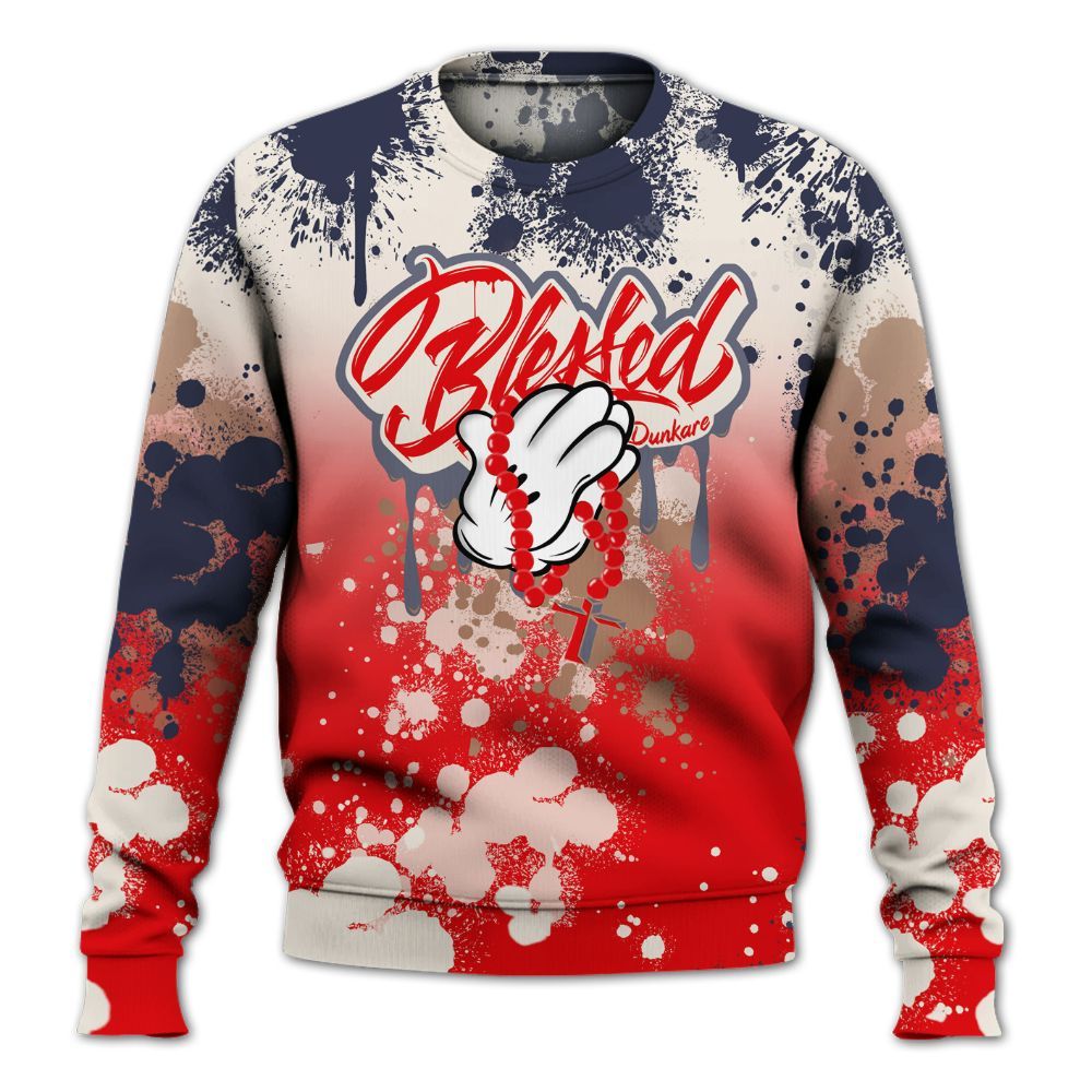 Sweatshirt To Match Low OG Howard University 1s - God Blessed Ink Drip All Over Print