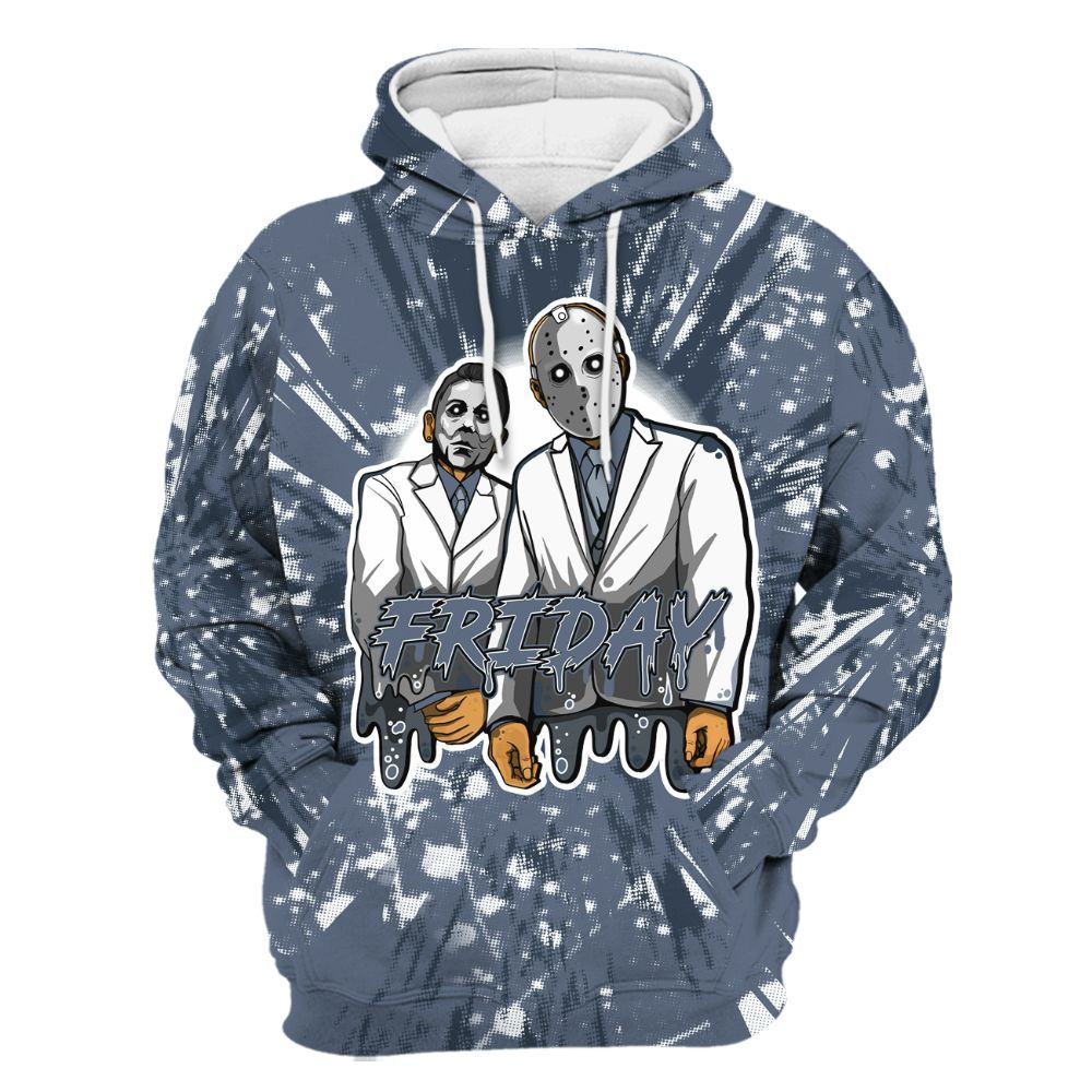 Hoodie To Match Low Diffused Blue 11s - Friday Halloween Graphic Luxury All Over Print