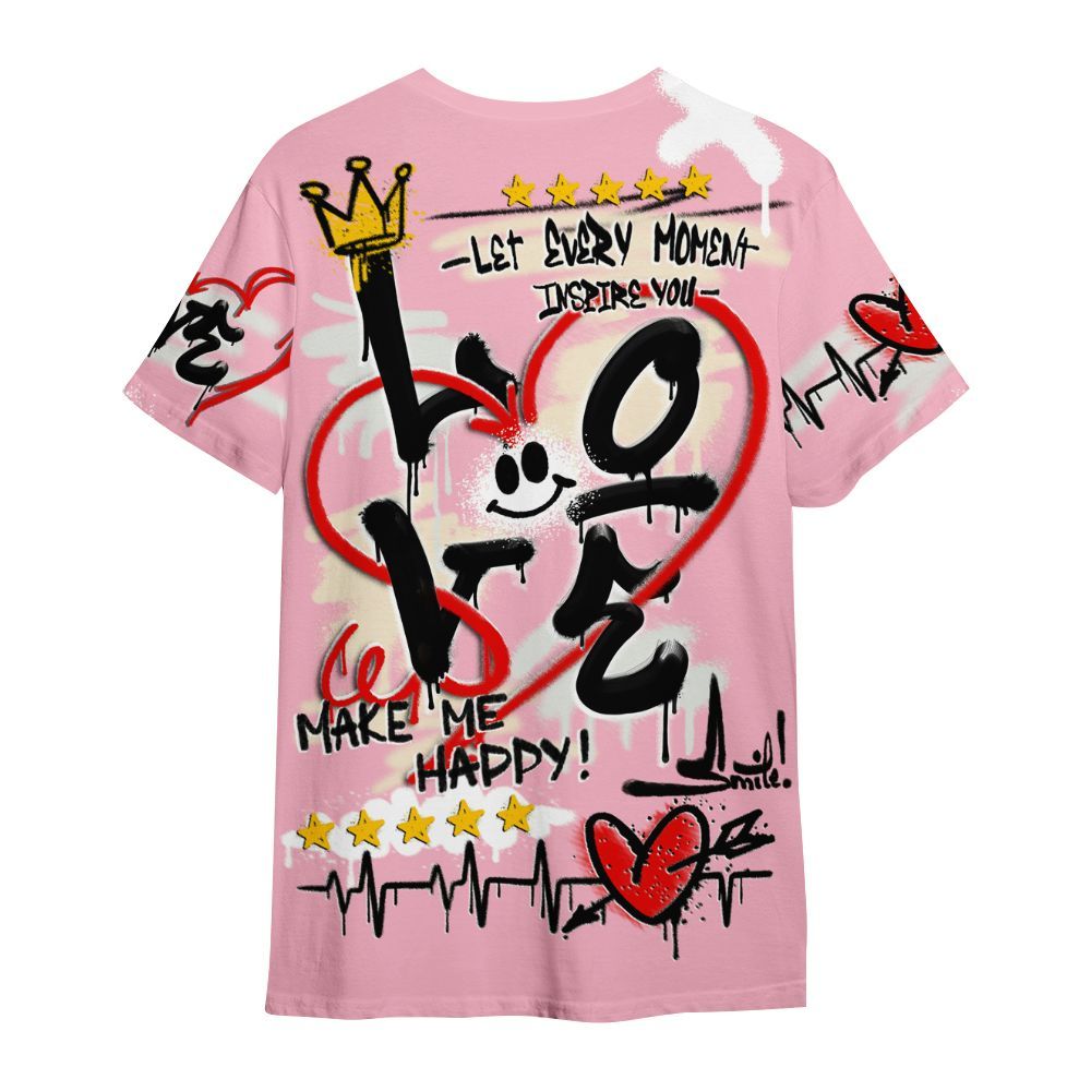 Shirt To Match Low OG Shy Pink 1s - Happy Love Beats Graffiti Streetwear All Over Print