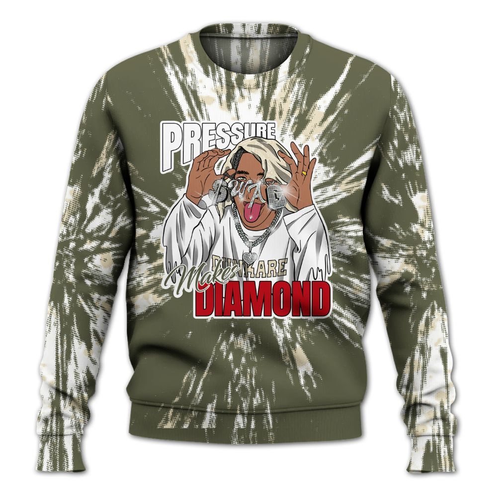 Sweatshirt To Match Low OG Medium Olive 1s - Pressures Makes Sweatshirt To Match Lux All Over Print