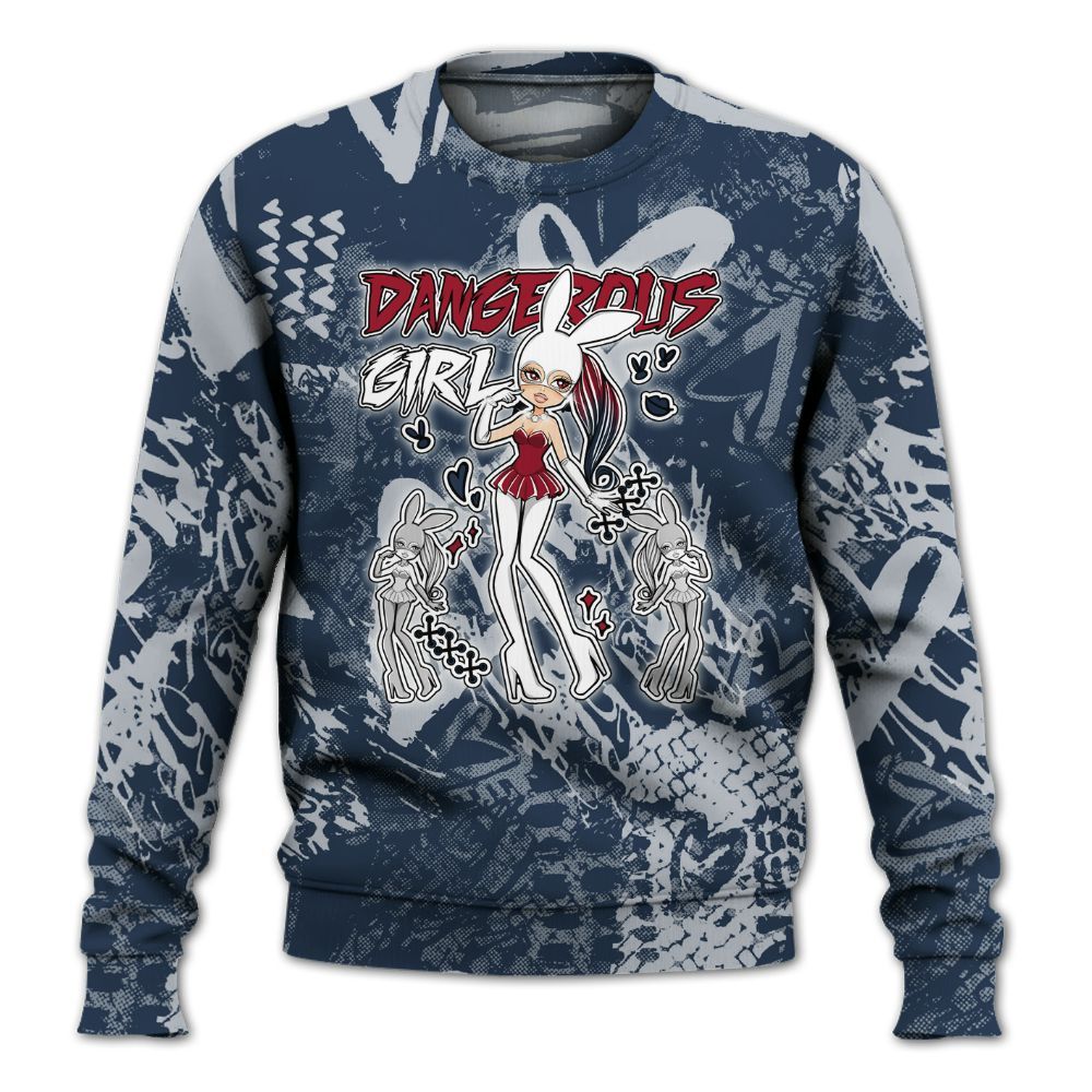 Sweatshirt To Match Retro Olympic 6s - Dangerous.Girl Heart Grunge All Over Print