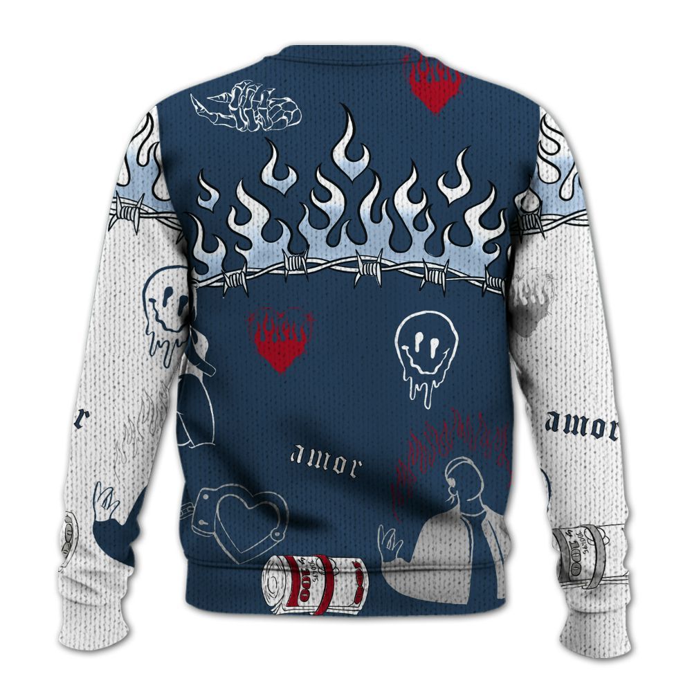 Sweater To Match Retro French Blue 2025 12s - Snake Trust No One Graphic