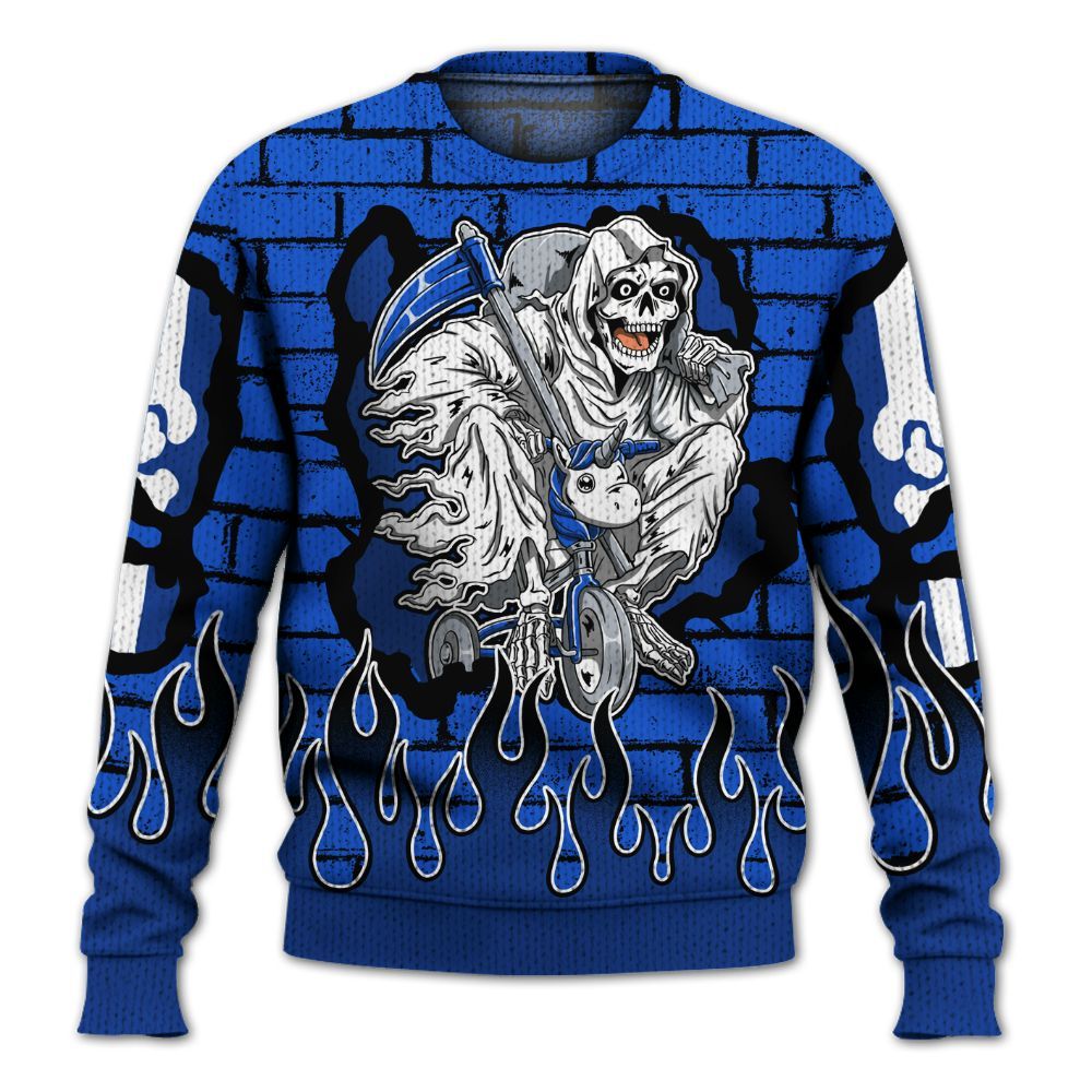 Knitted Sweater To Match Air Foamposite One Royal - Self Make Skeleton Crashed