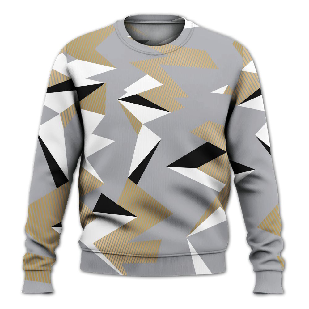 Sweatshirt To Match Retro High OG Cool Grey 1s - Geometric Camouflage Pattern All Over Print
