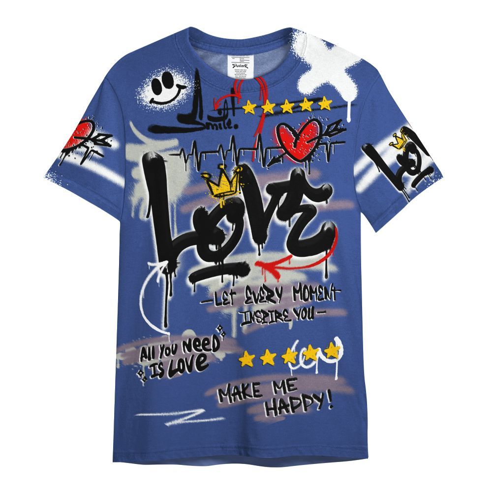 Shirt To Match Low OG Voodoo Alternate 1s - Happy Love Beats Graffiti Streetwear All Over Print