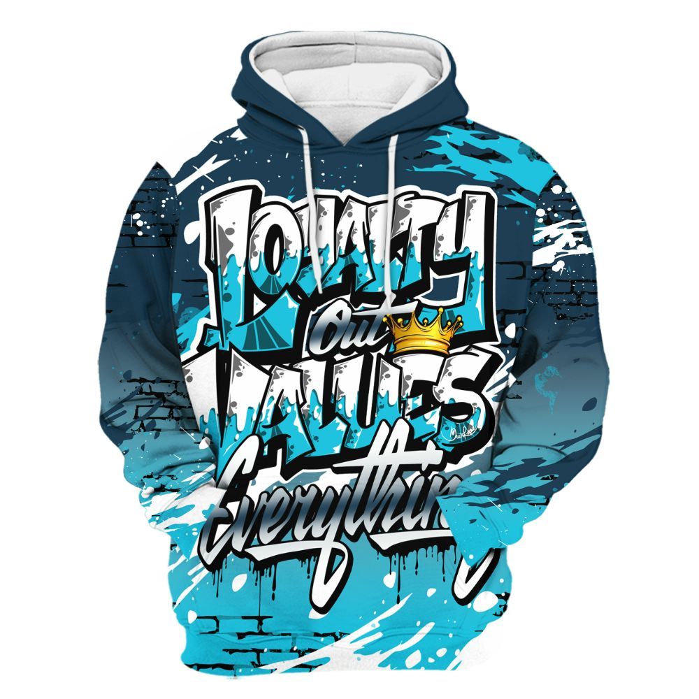 Hoodie To Match Air Navy Baltic Blue - Values Of Loyalty Drip All Over Print