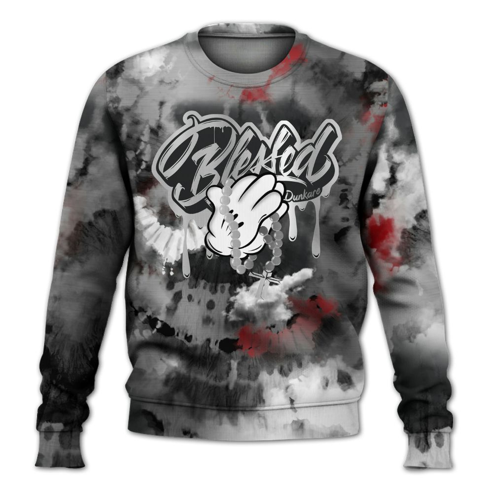 Sweatshirt To Match Metallic Silver 14s - God Blessed Tie Dye All Over Print