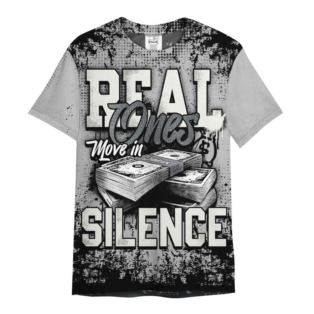 Shirt To Match Cement Grey Silver 3s - Move In Silence Money Retro All Over Print